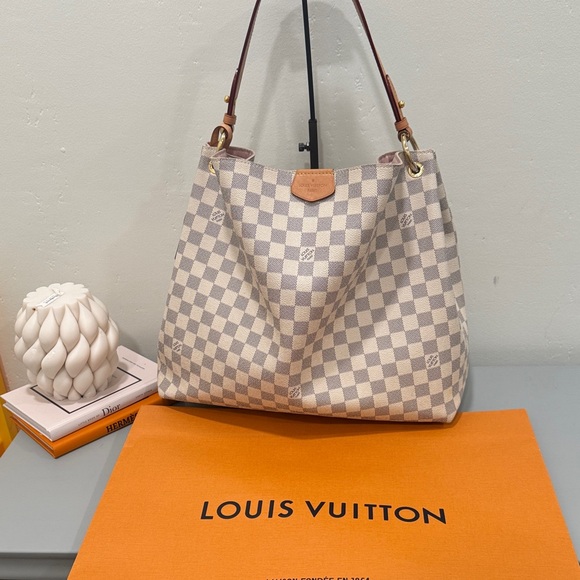 Louis Vuitton graceful MM damier Azur rose ballerine interior - Picture 7 of 7